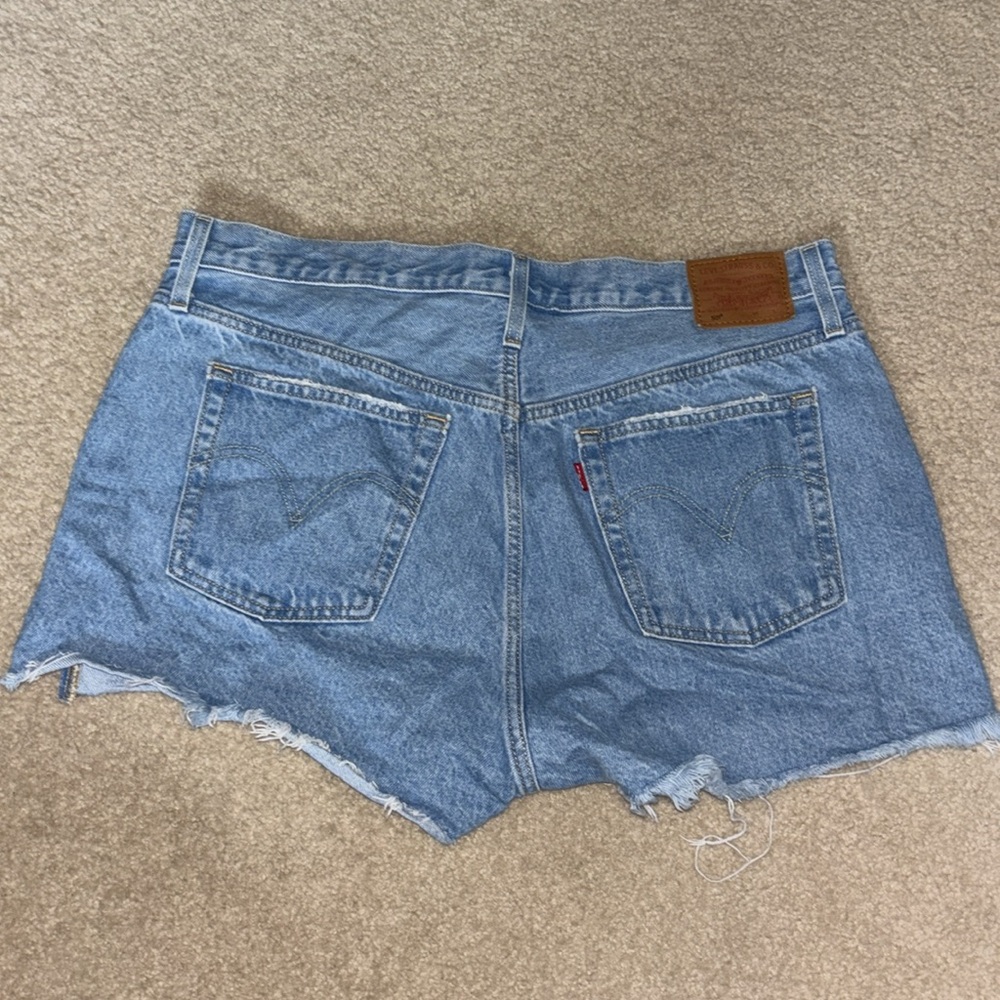 Levi's Blue Jean Shorts High-Waisted Cutoff - Picture 2 of 4